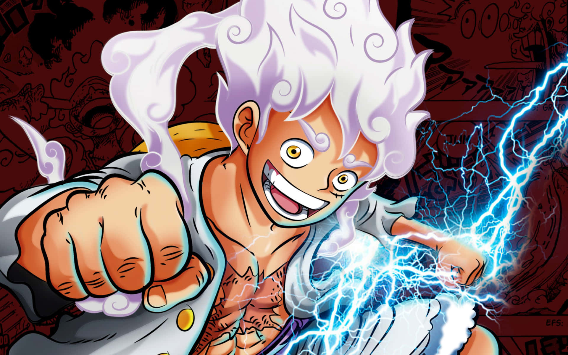 One Piece Gear5 Luffy Elektrische Kracht Achtergrond