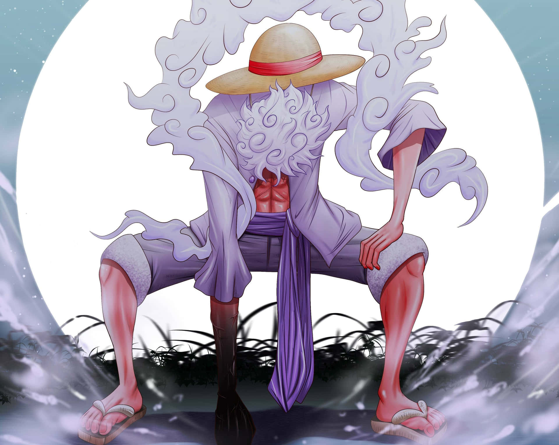 One Piece Gear5 Luffy Illustratie Achtergrond