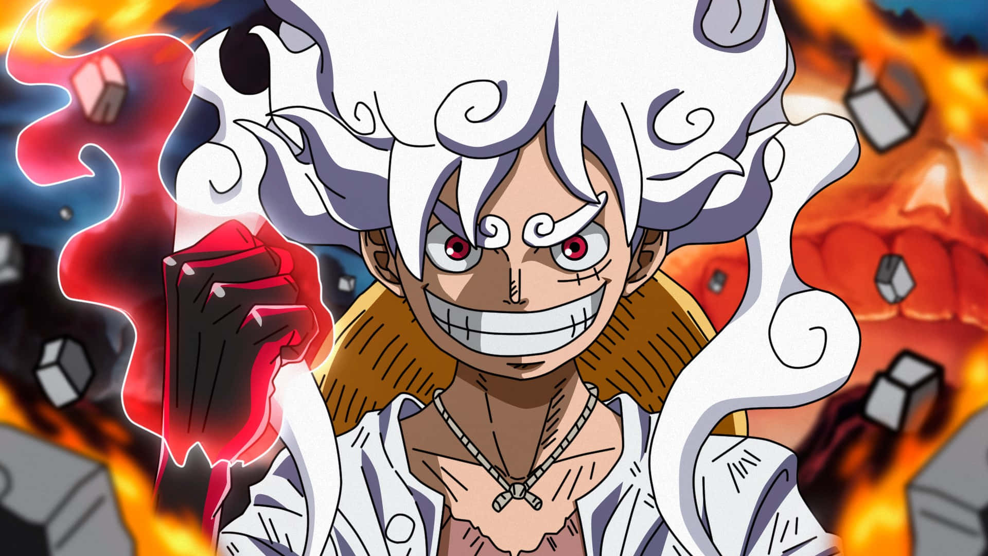 One Piece Gear5 Luffy Transformatie Achtergrond