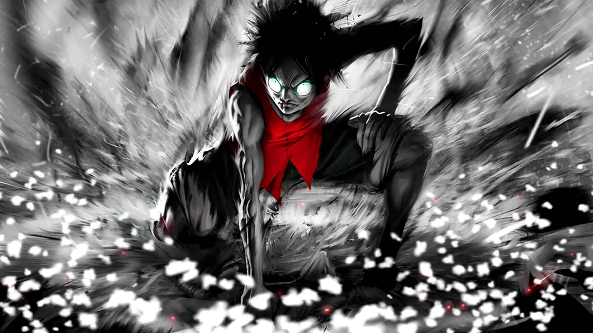 One Piece Live Angry Black White Luffy Wallpaper