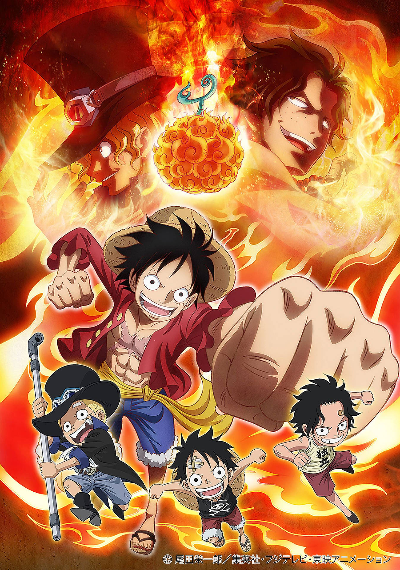 One Piece Live Characters Flaming Background Wallpaper