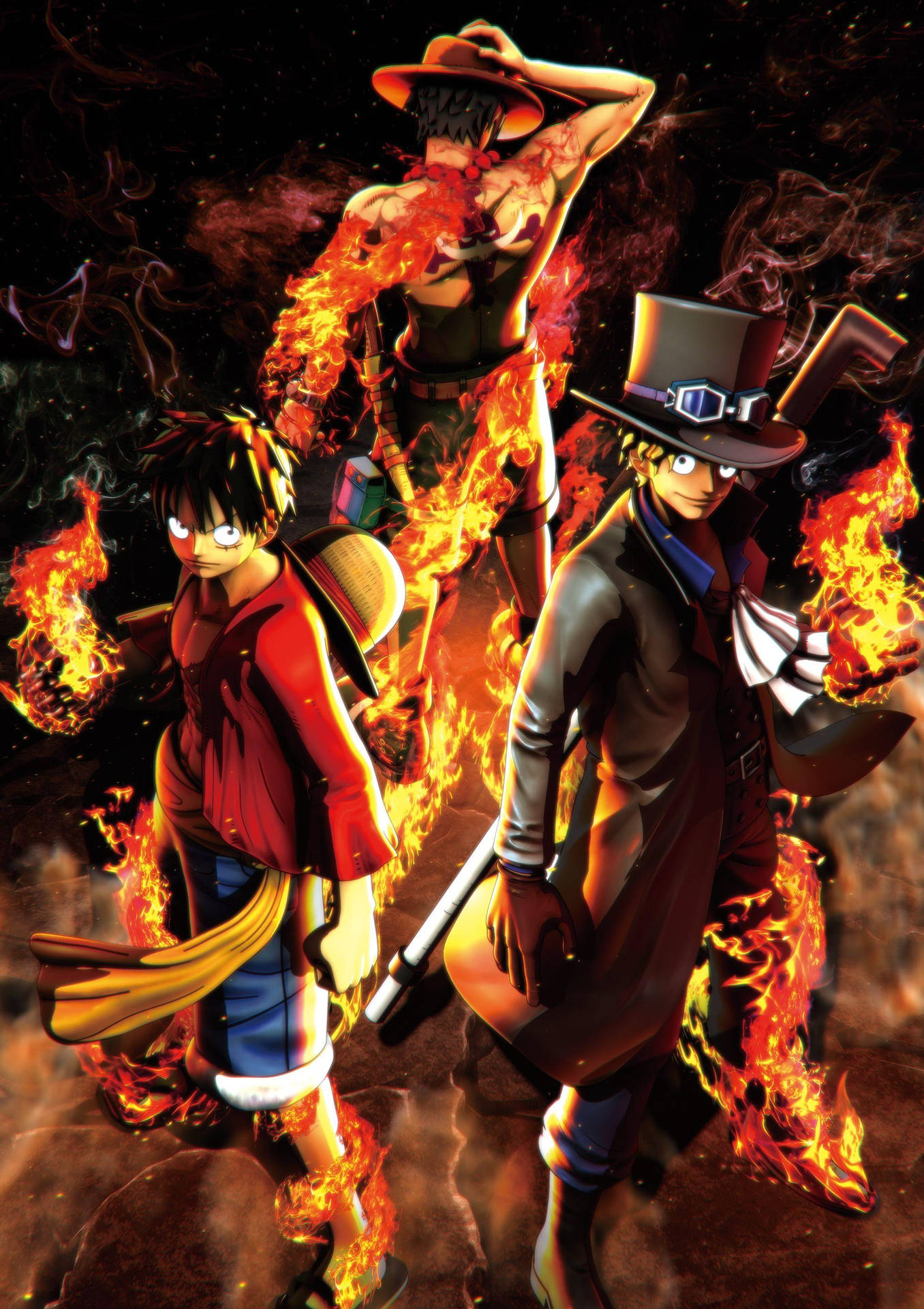 One Piece Live Luffy With Ace And Sabo Wallpaper