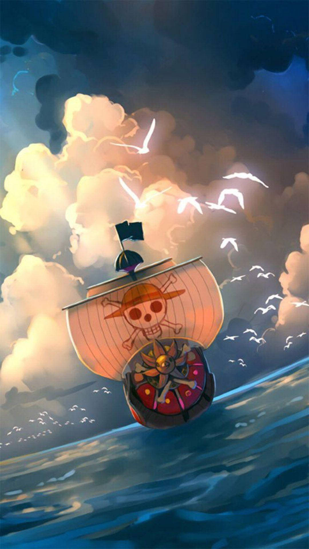 Wallpaperpapel De Parede Vivo Do Navio Pirata One Piece. Papel de Parede