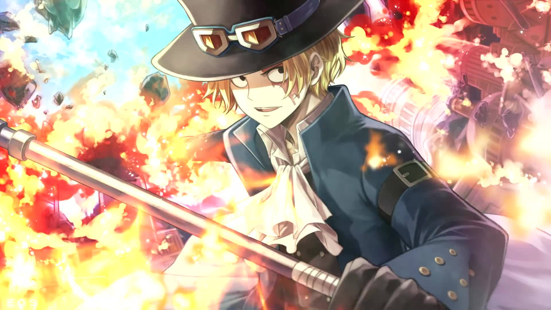 One Piece Live Sabo Hat Flames Wallpaper