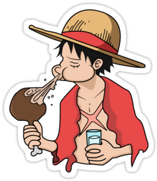 One Piece Luffy Enjoying Meatand Drink PNG