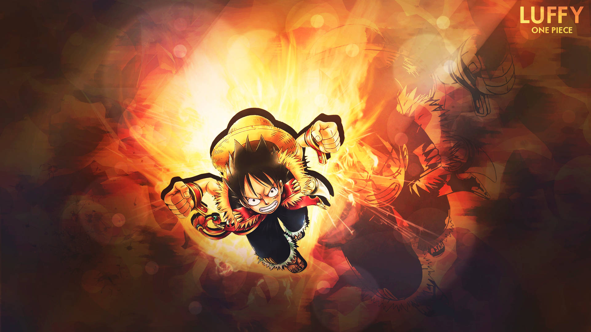 One Piece Luffy Fire Art Wallpaper