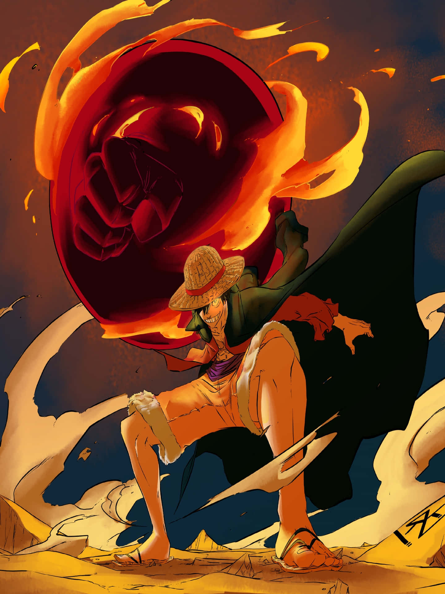 One Piece Luffy Fire Fist Attack Wallpaper