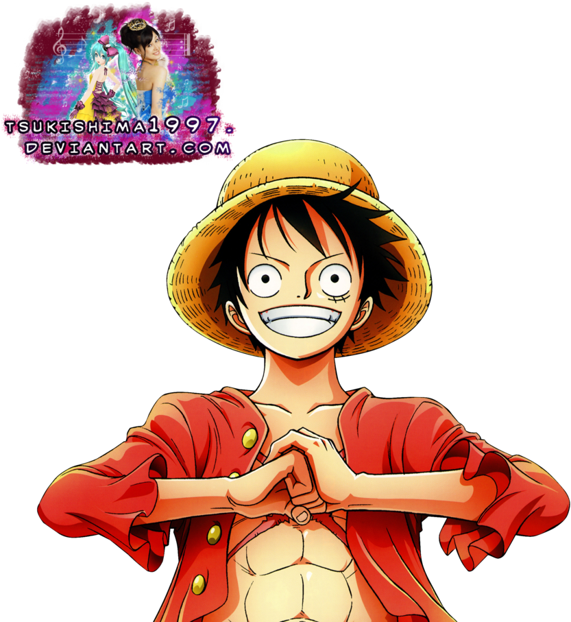 One Piece Luffy Heart Gesture PNG