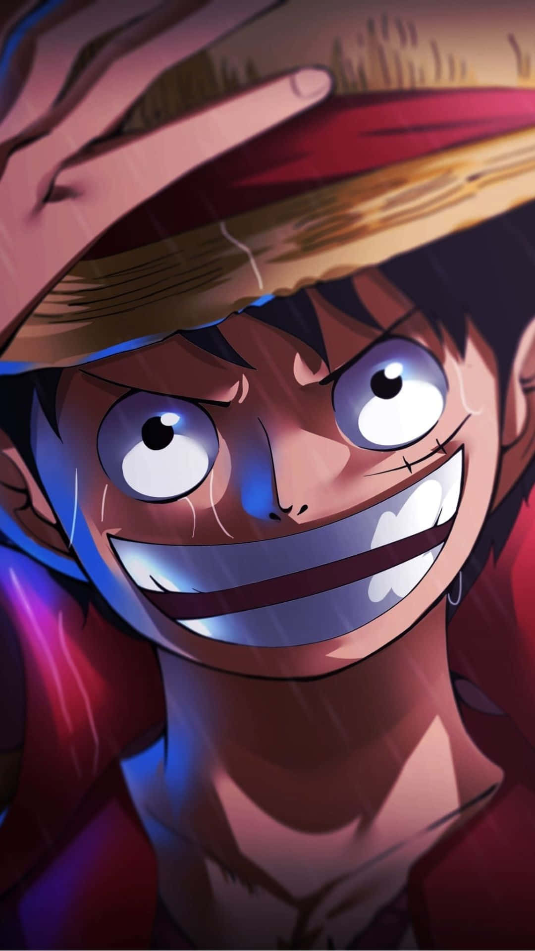 Luffyfrån One Piece På Omslaget Av En Iphone. Wallpaper