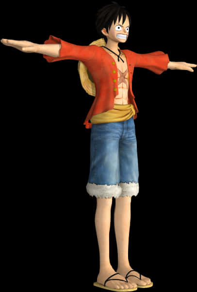 One Piece Luffy Standing Pose PNG
