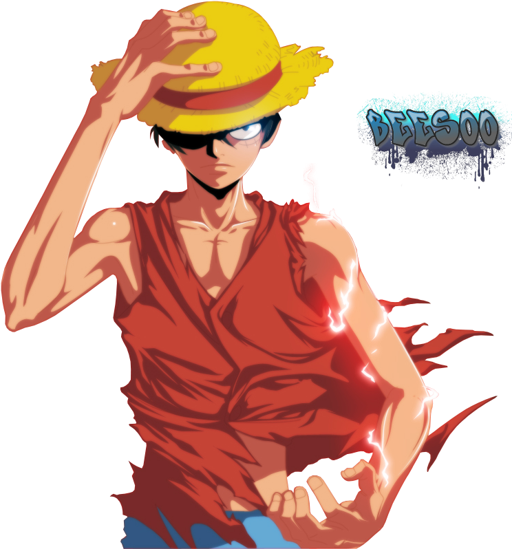 One Piece Luffy Straw Hat Salute PNG