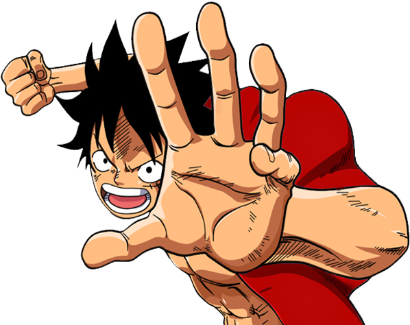 One Piece Luffy Stretching Action PNG