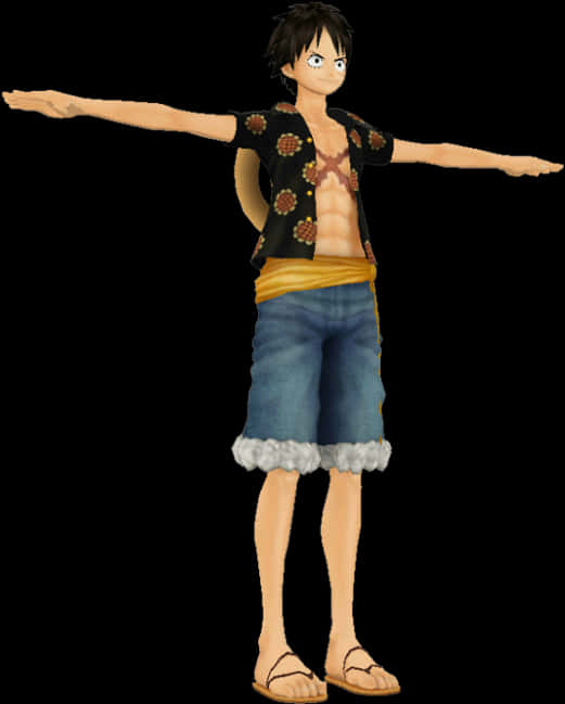 One Piece Luffy Stretching Arms PNG