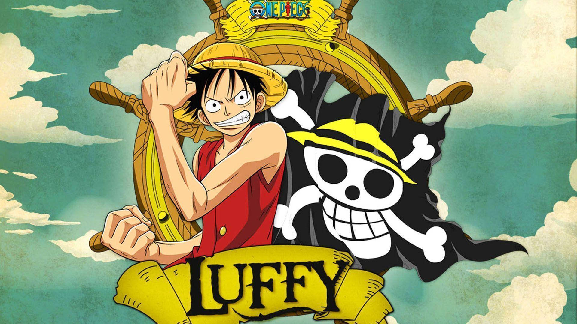 Onepiece Luffy Con La Bandera De Chopper. Fondo de pantalla