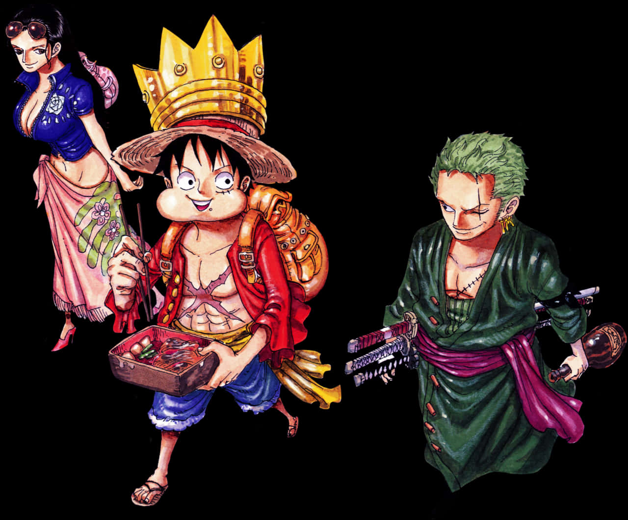 One Piece Luffy Zoro Nami Artwork PNG