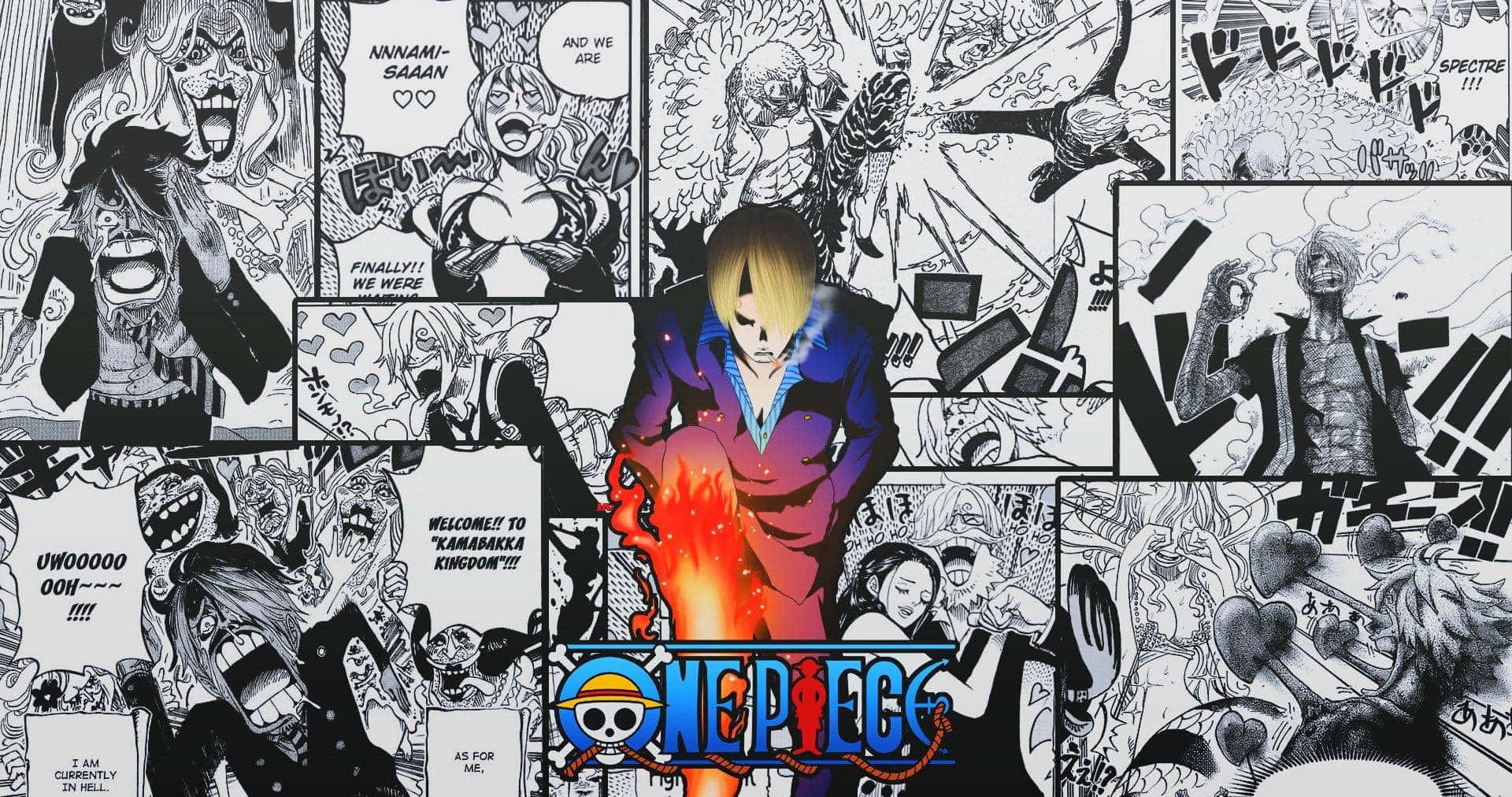 One Piece Manga Action Scene with Luffy and Zoro Wallpaper