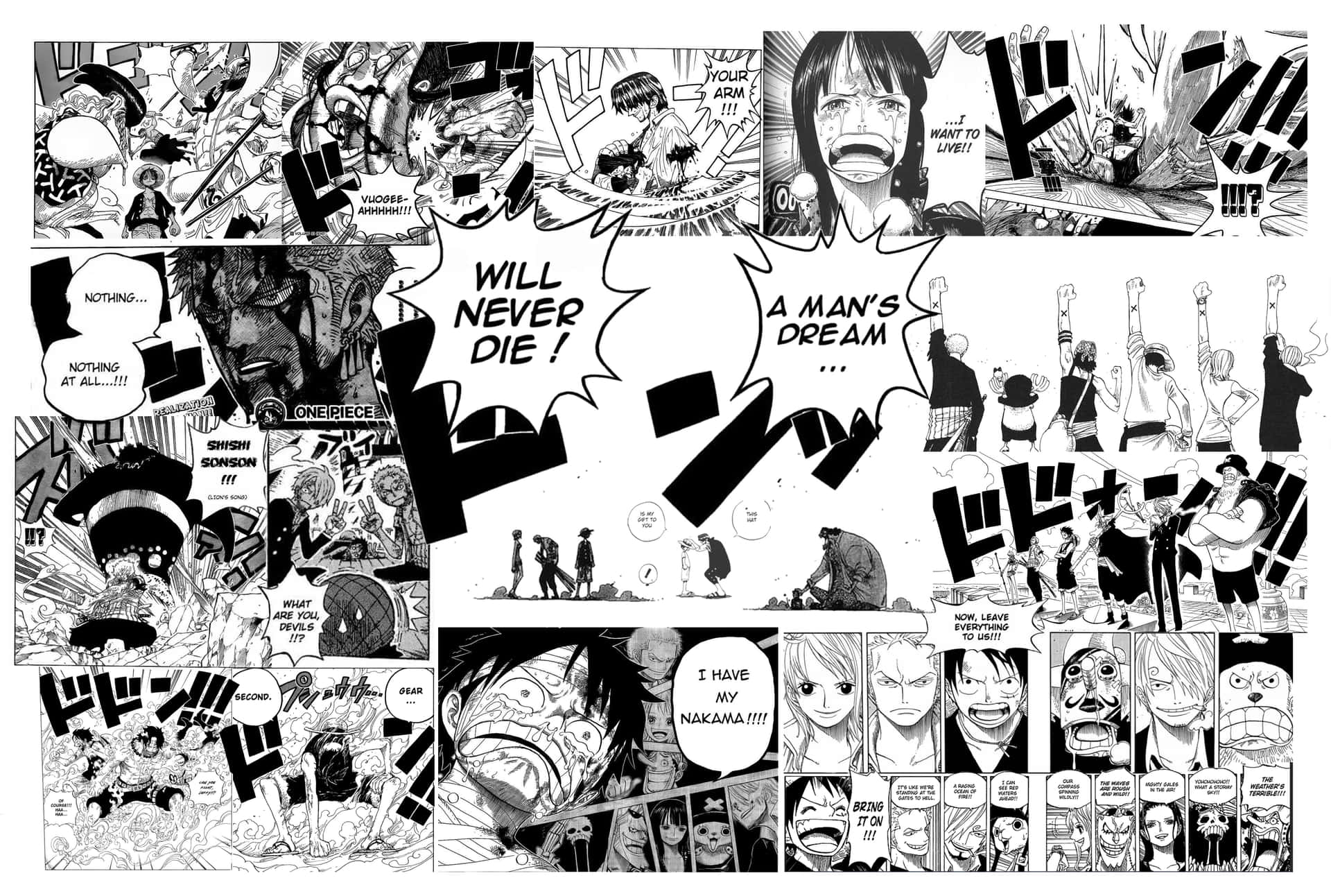 Download One Piece Manga - Straw Hat Pirates and Friends Wallpaper