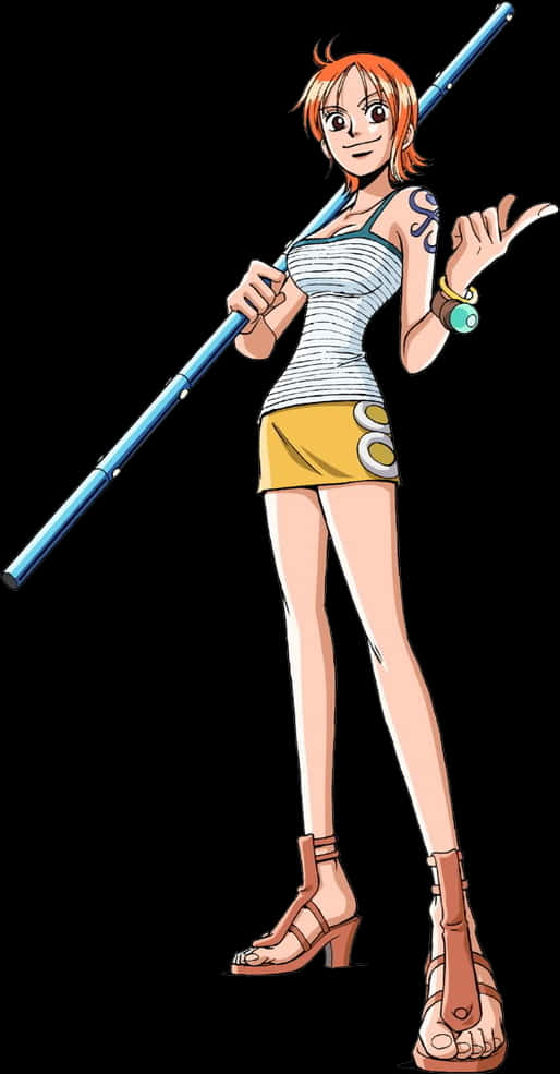 One_ Piece_ Nami_ With_ Clima Tact_ Staff PNG