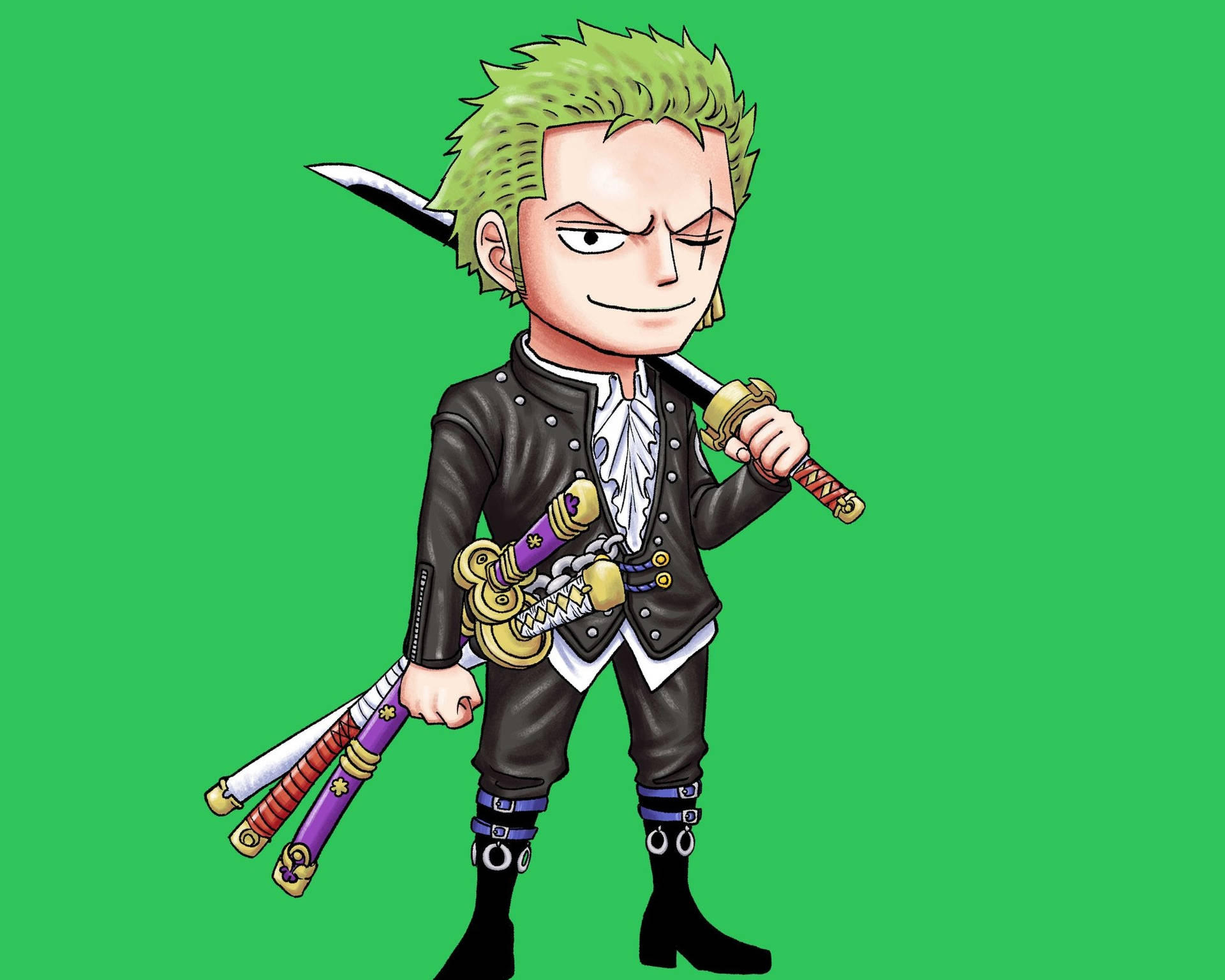 Perfilde Personagem De One Piece Verde De Roronoa Zoro. Papel de Parede