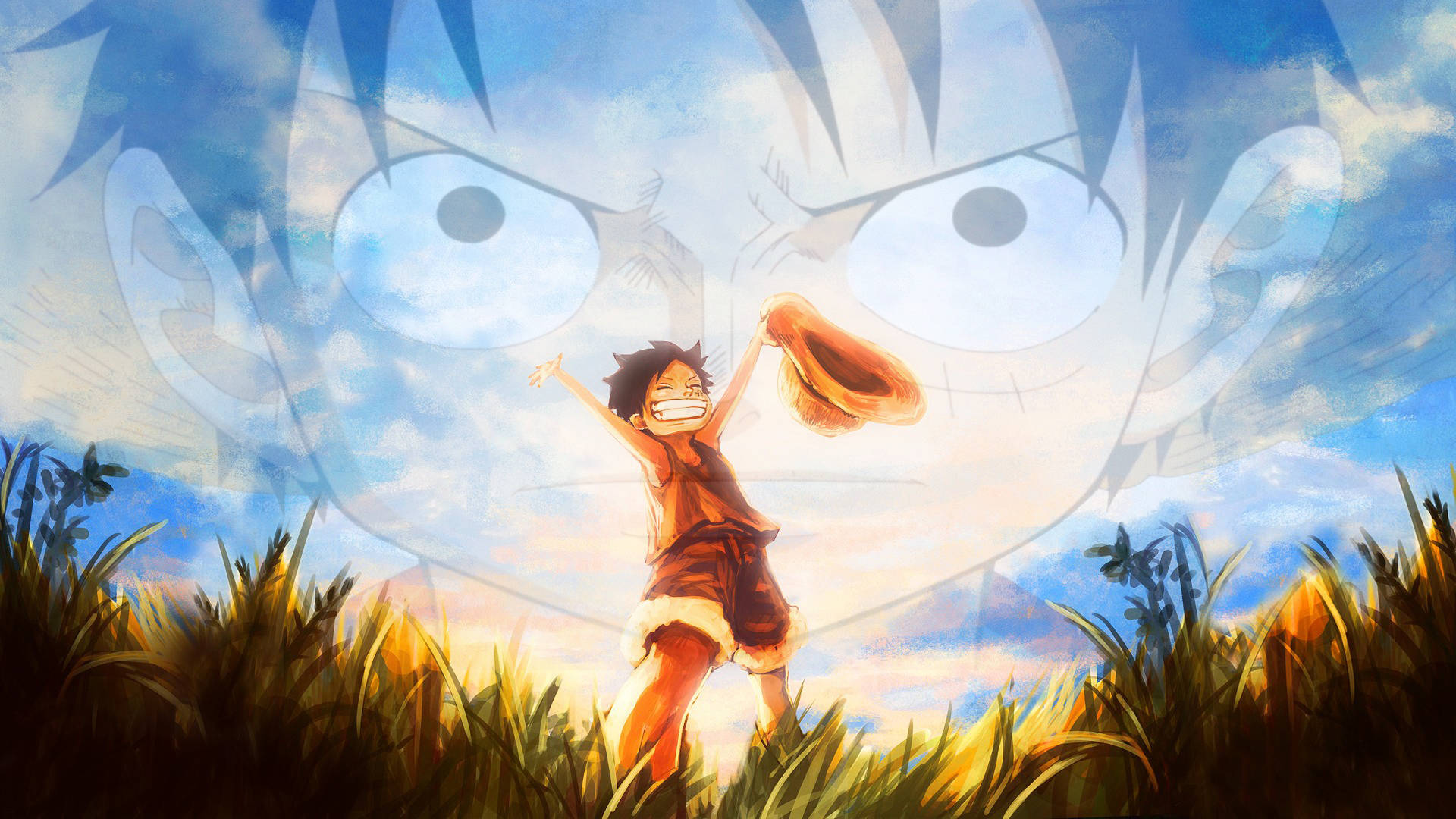Imagende Perfil De One Piece: Luffy En El Cielo Fondo de pantalla