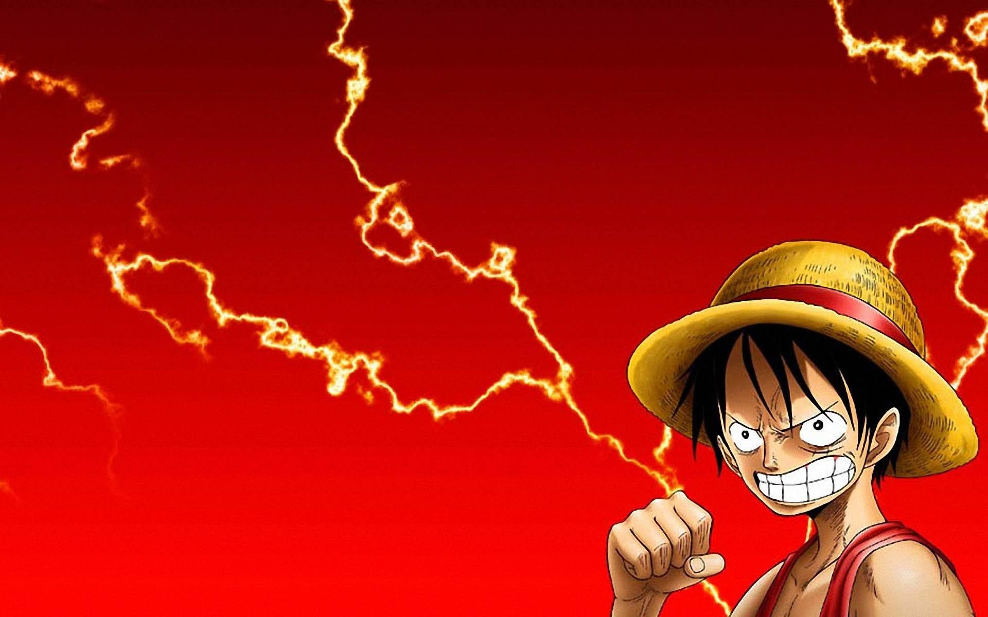 One Piece PFP Luffy On Red Wallpaper