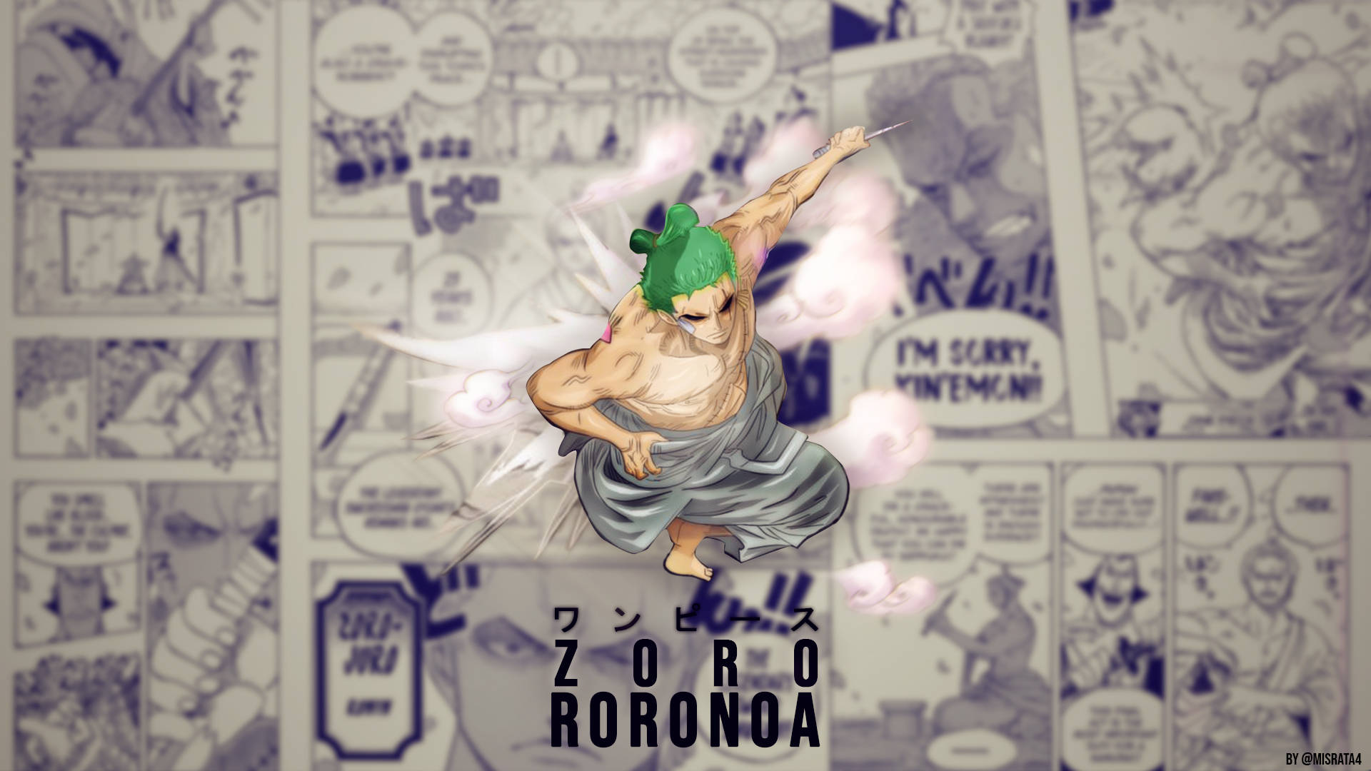 Papelde Parede One Piece Com Perfil Do Roronoa Zoro. Papel de Parede