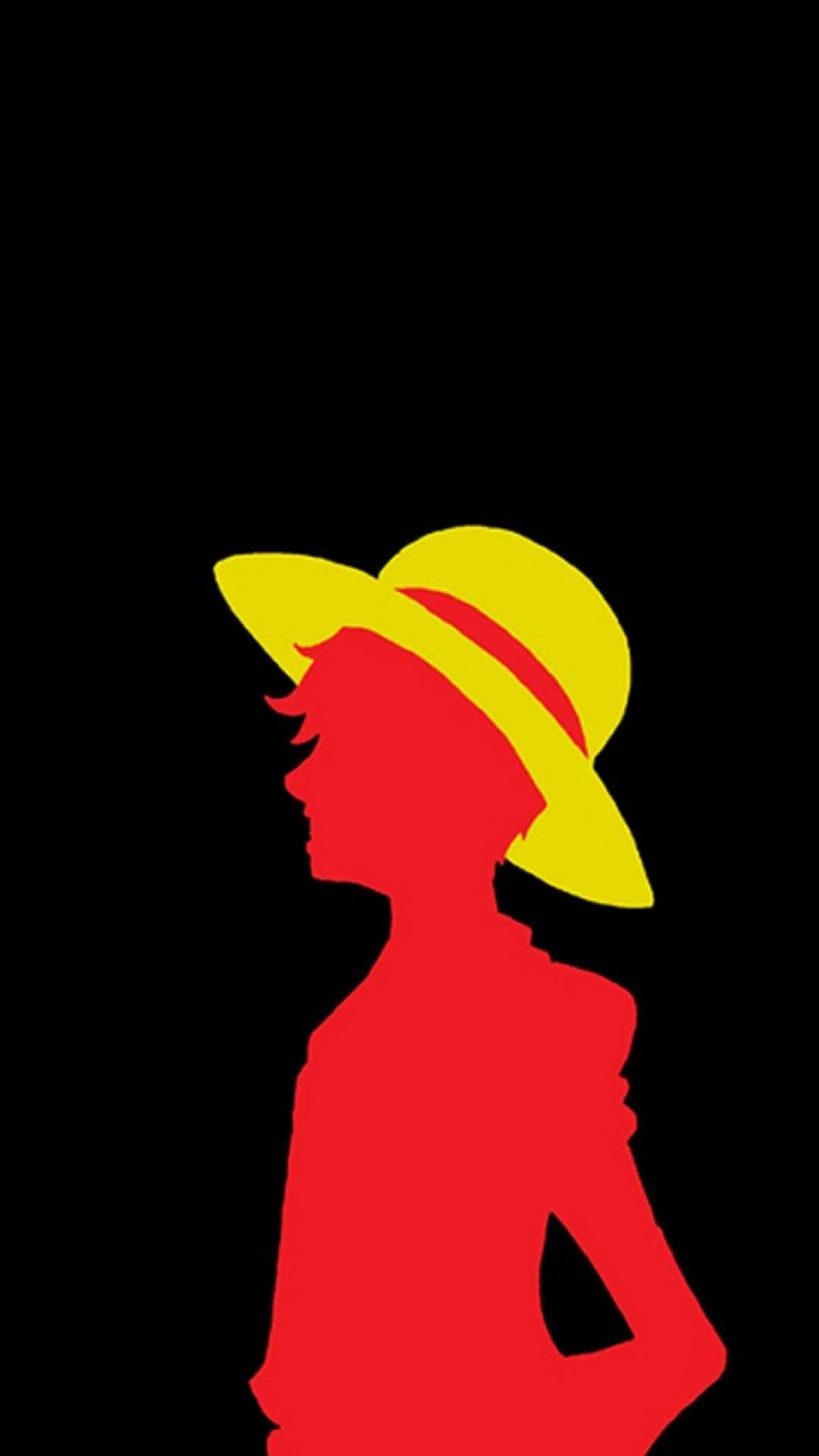 One Piece Phone Luffy Silhouette With Straw Hat Wallpaper