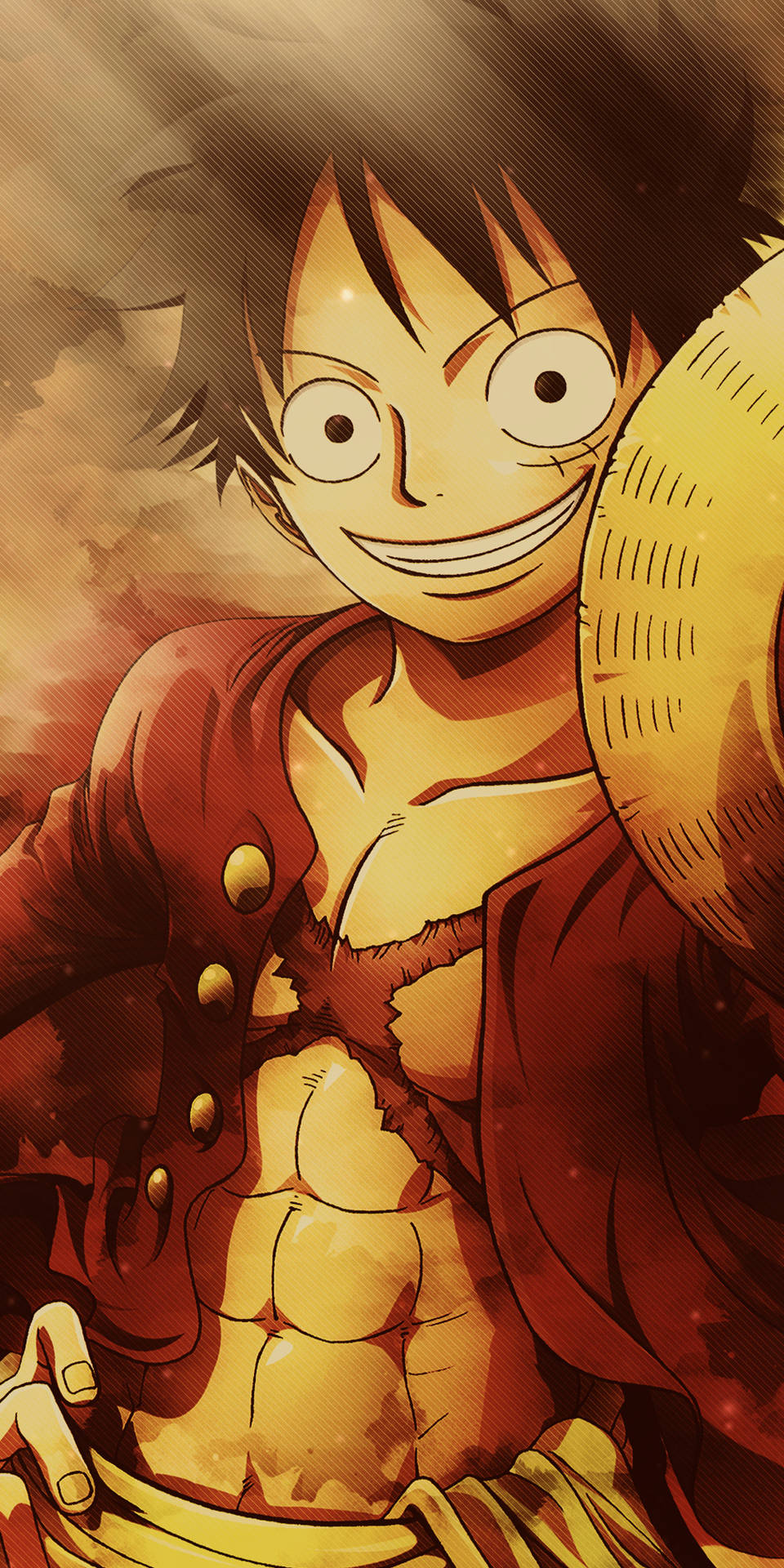 One Piece Phone Luffy Smiling With Straw Hat Wallpaper