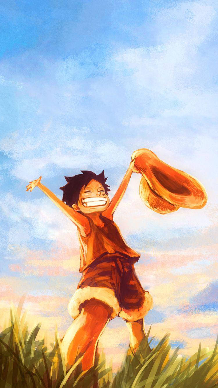 One Piece Phone Young Luffy With Straw Hat Wallpaper