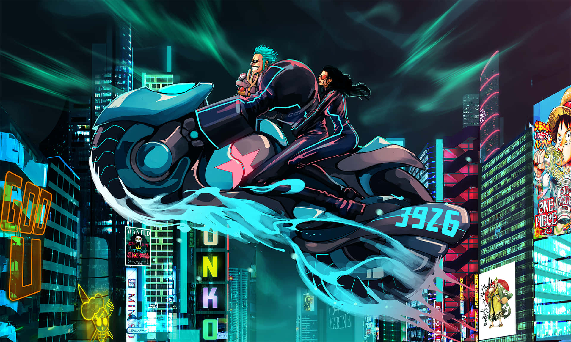 One Piece Franky Riding A Motor Picture