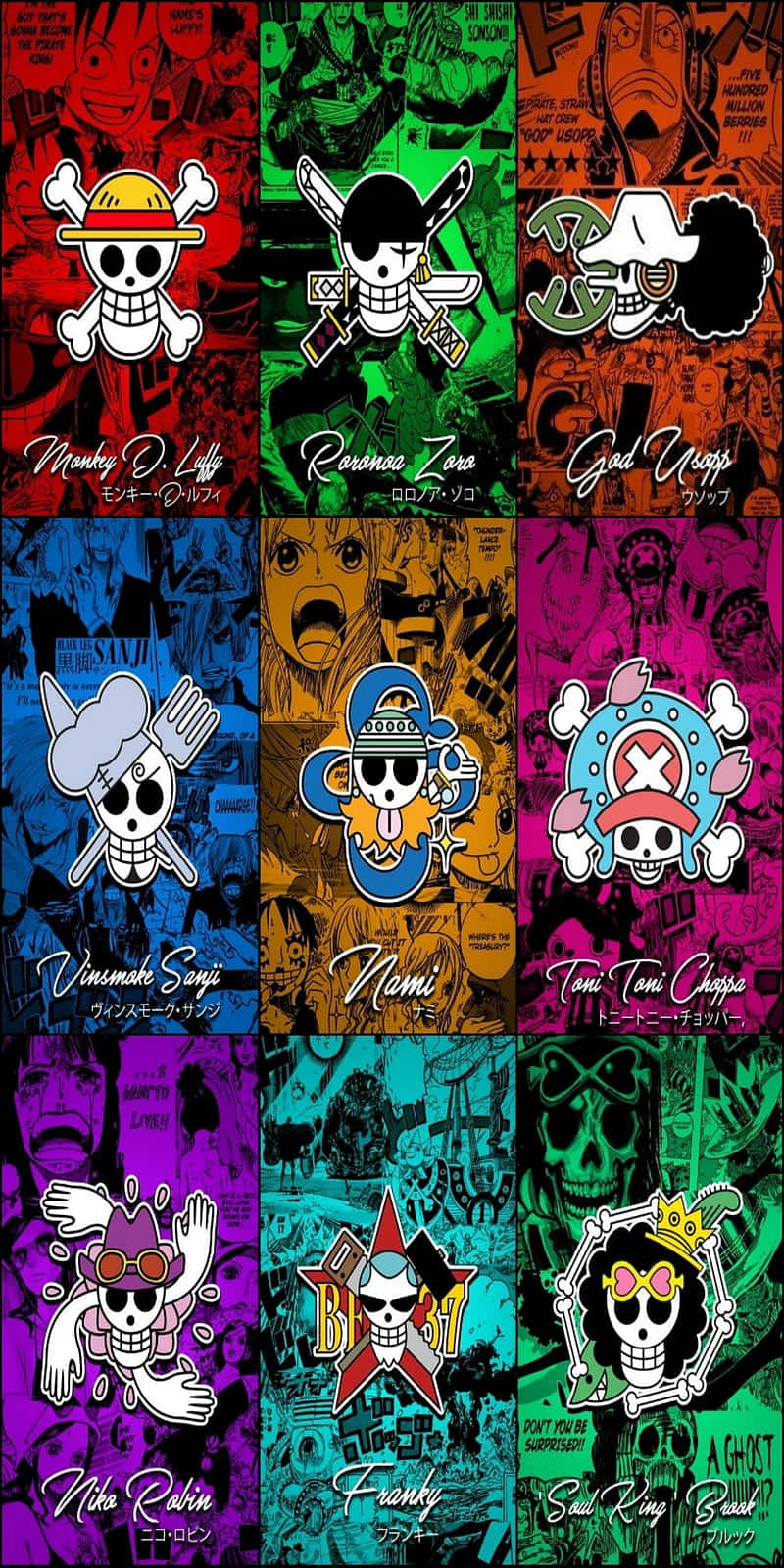 Bildcollagedes One Piece-logos