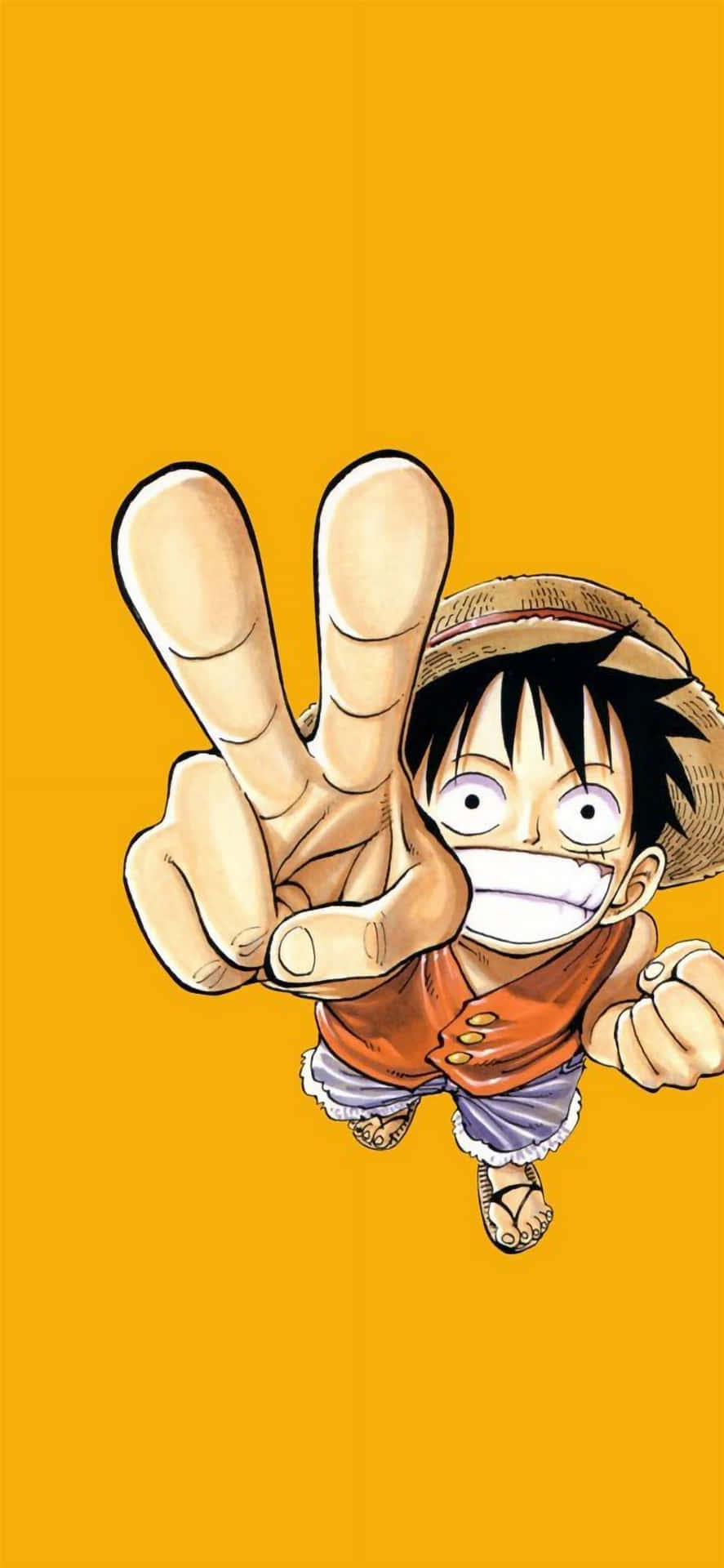 Download One Piece Luffy Piece Sign Picture | Wallpapers.com