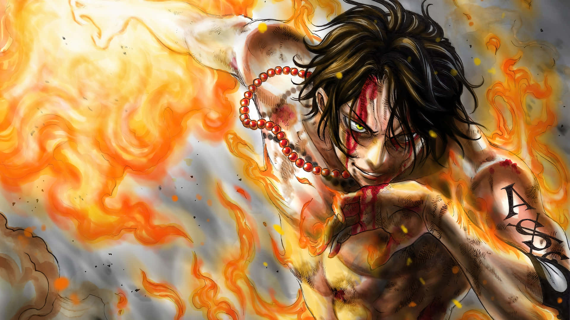 Bildvon One Piece Ace Mit Blutigem Gesicht