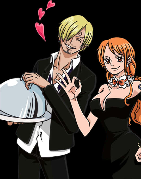 One Piece Sanji Love Struckby Nami PNG