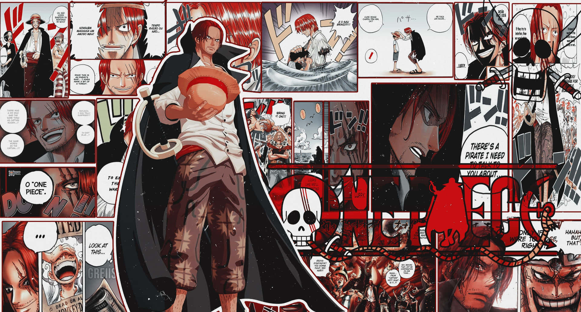 One Piece Shanks Manga Collage Wallpaper
