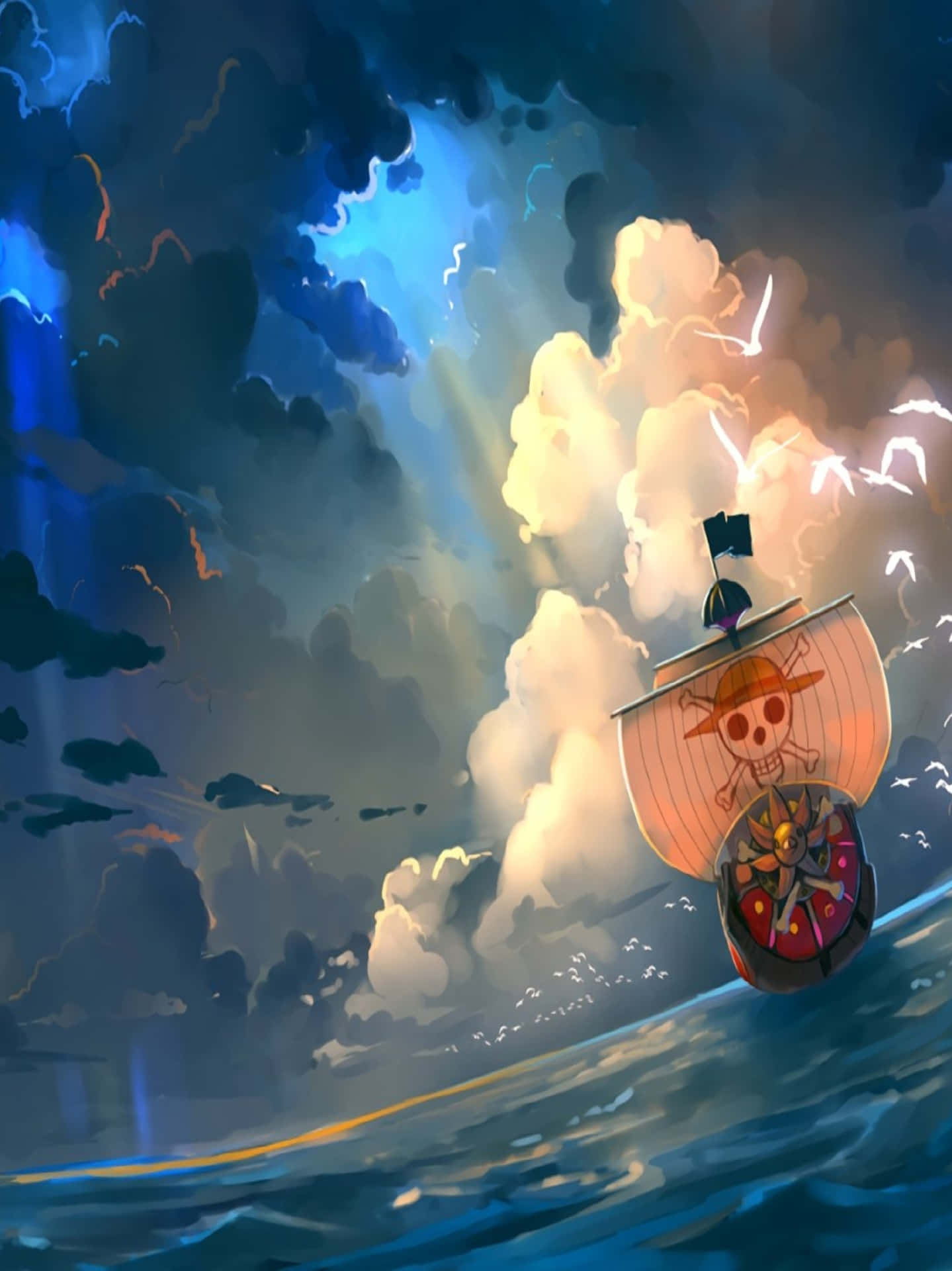 One Piece Ship Stormy Seas Wallpaper