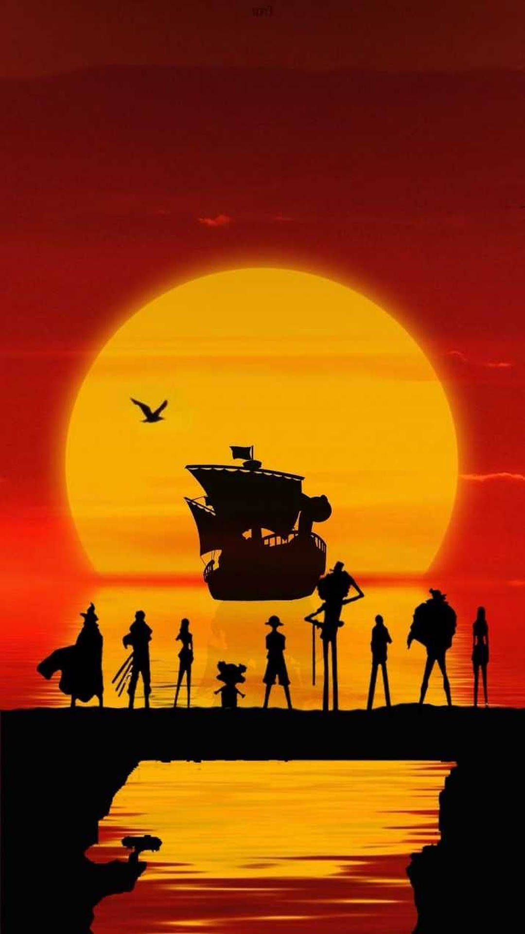 One Piece Silhouette Sunset Iphone