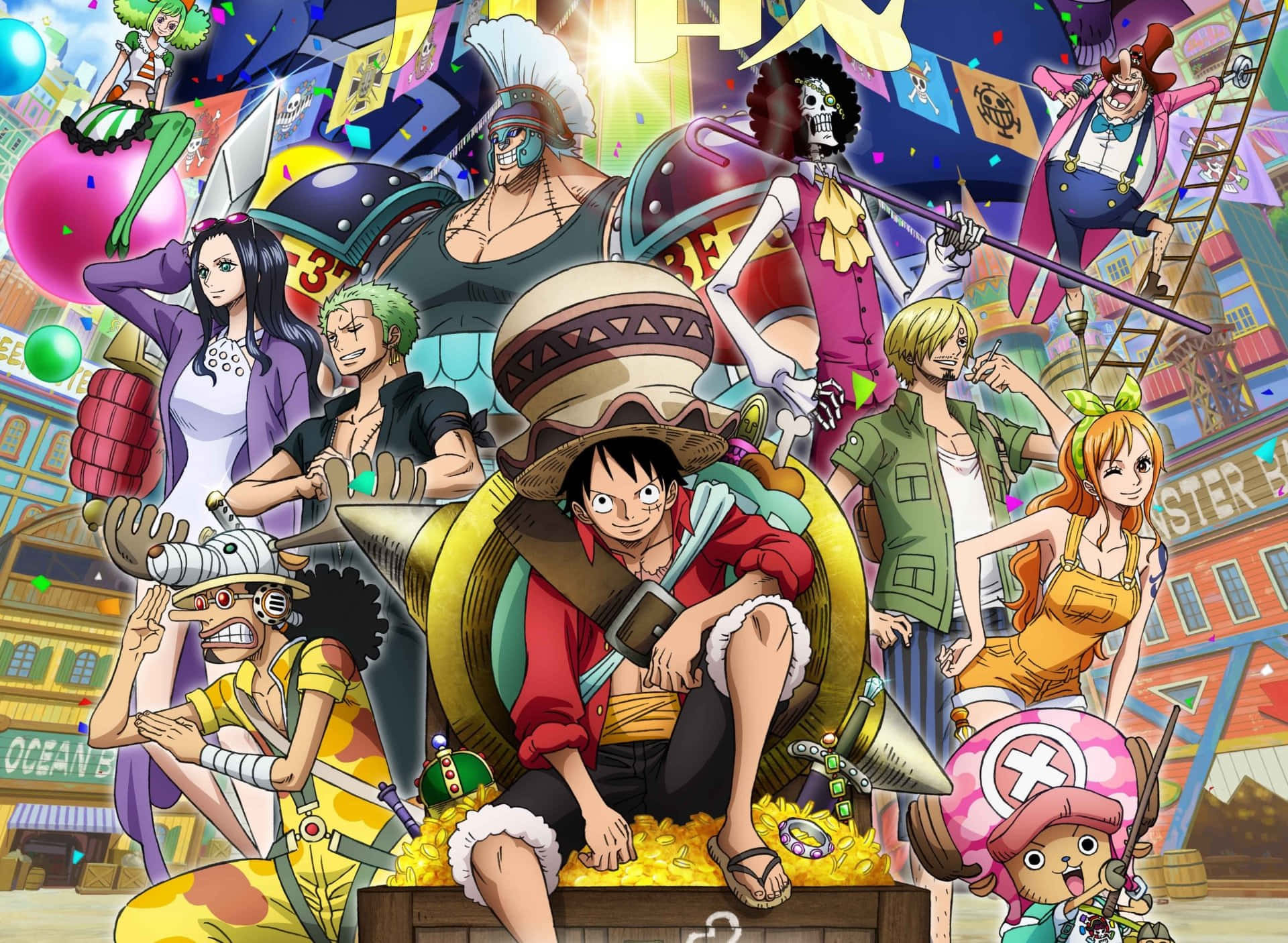 The Straw Hat Pirates Join Forces in ONE PIECE STAMPEDE Wallpaper