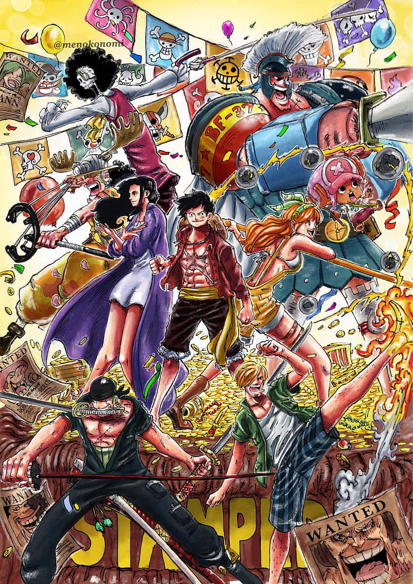 Join Luffy and his crew as they search for hidden treasure in the action-packed movie ONE PIECE STAMPEDE!" Wallpaper