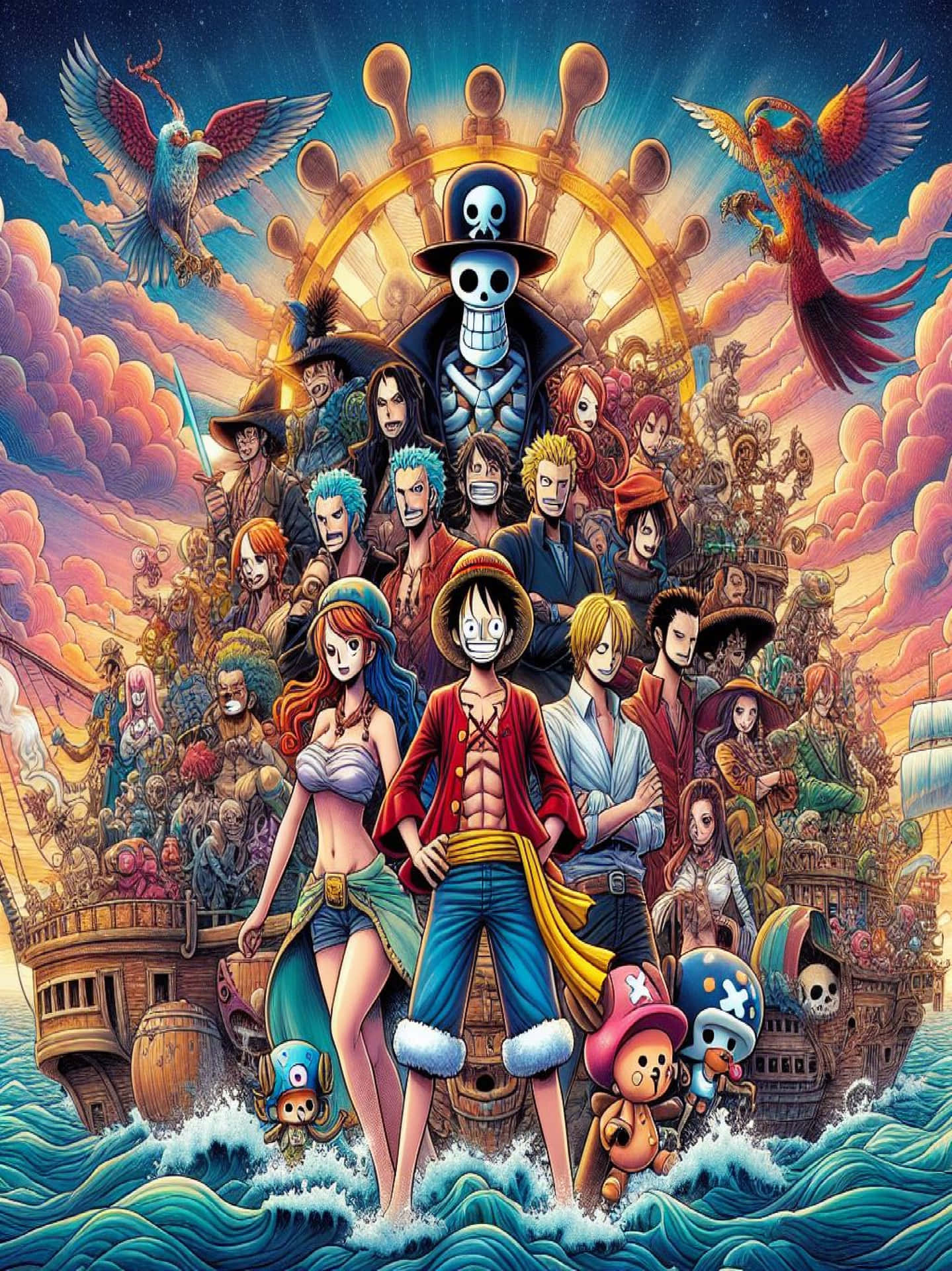 One Piece Straw Hat Crew Artwork Wallpaper