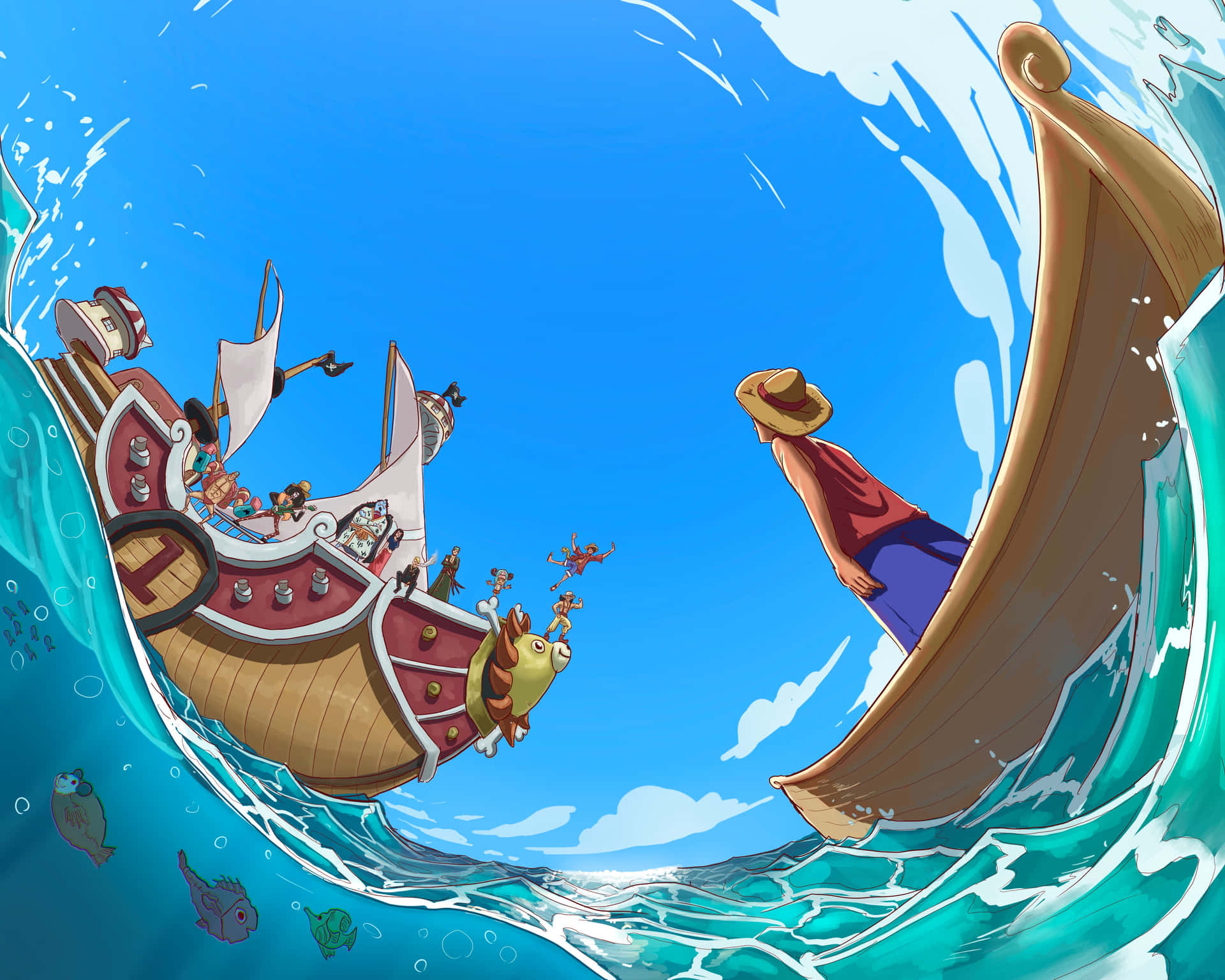 One Piece Straw Hat Pirates Adventureat Sea Wallpaper