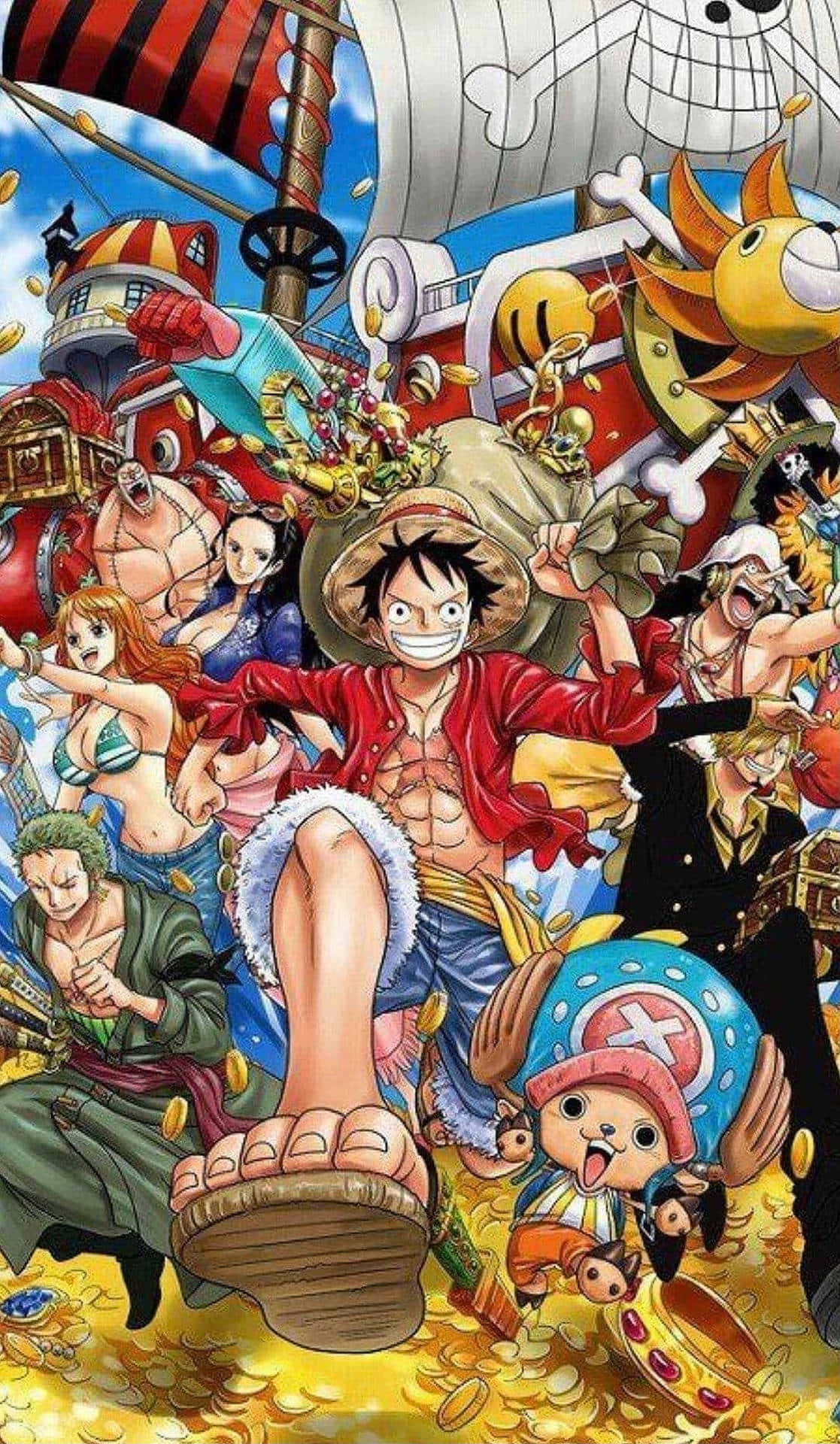 One Piece Straw Hat Pirates Christmas Celebration Wallpaper