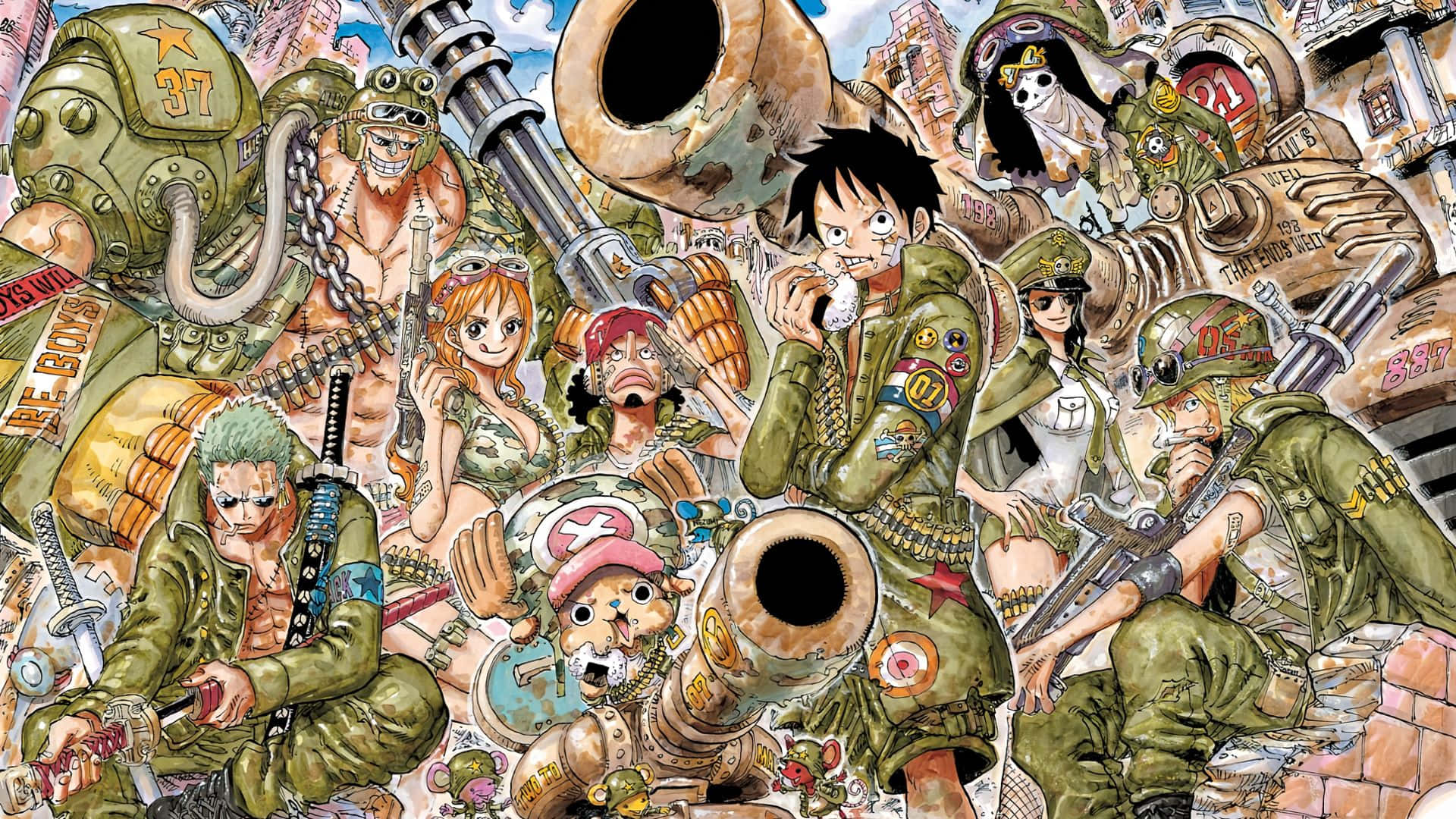 One Piece Straw Hat Pirates Military Style Wallpaper