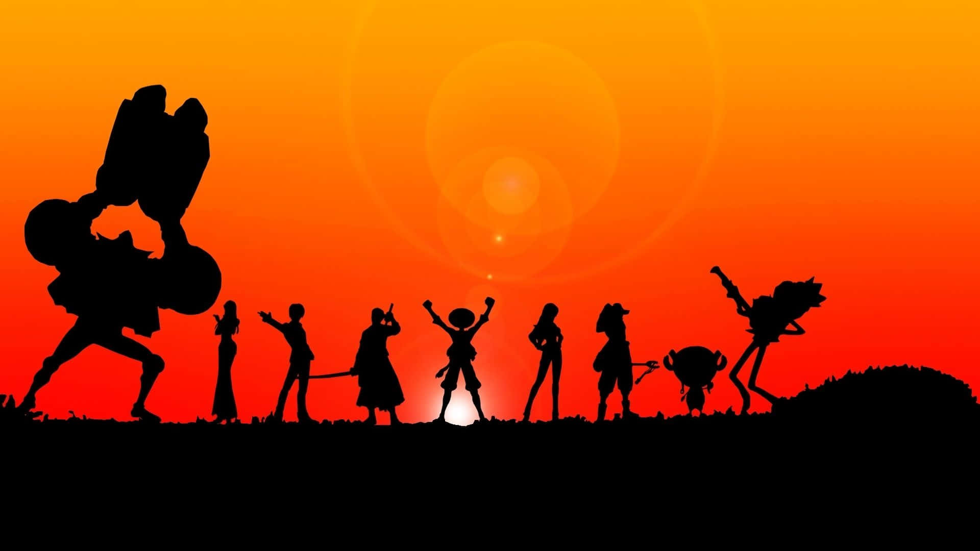 One Piece Sunset Silhouette Wallpaper