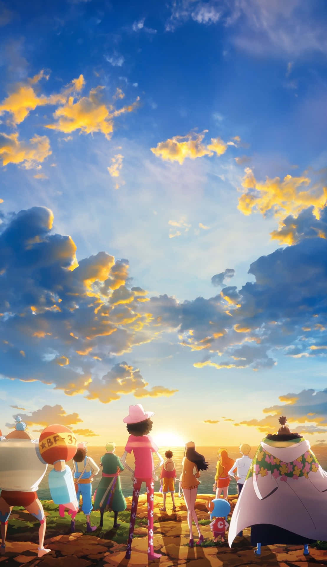 One Piece Sunset Silhouettes Wallpaper