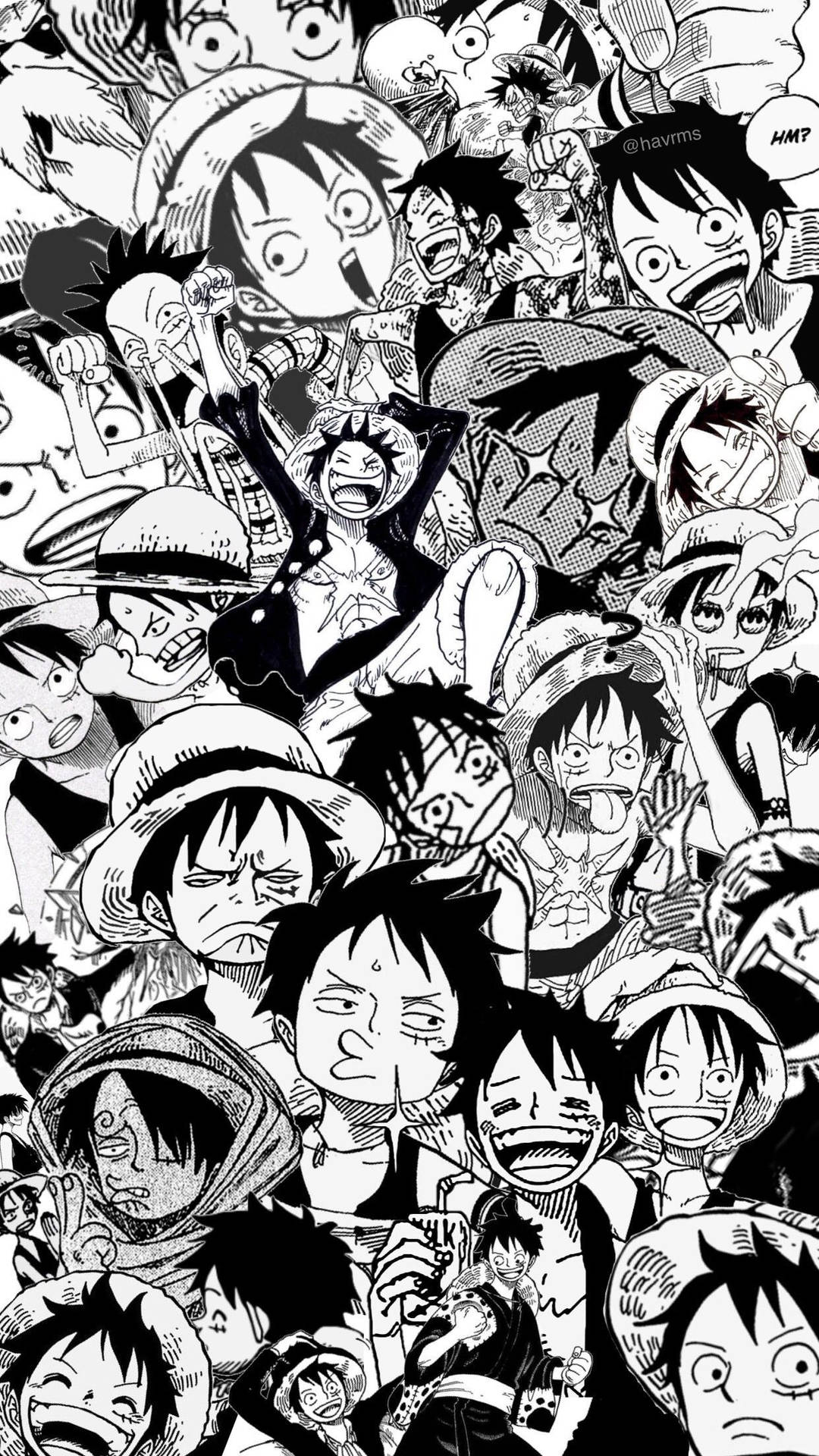 One Piece Telefon Luffy Manga Collage Wallpaper