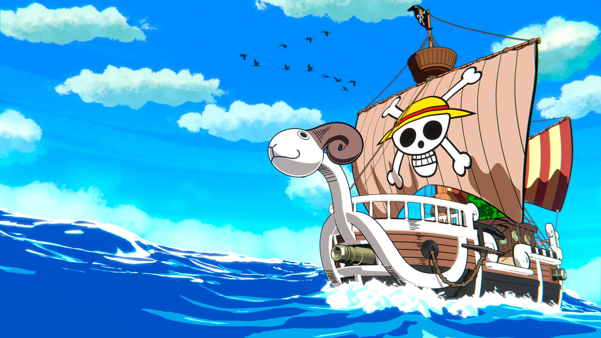 One Piece Thousand Sunny Shipat Sea Wallpaper