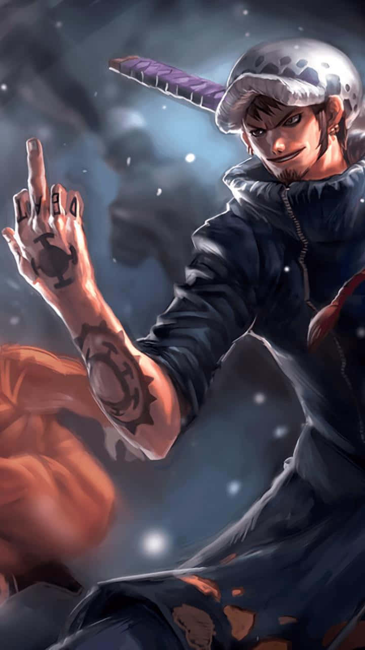 Trafalgar Law is ready to defend with his devil fruit powers in One Piece Wallpaper
