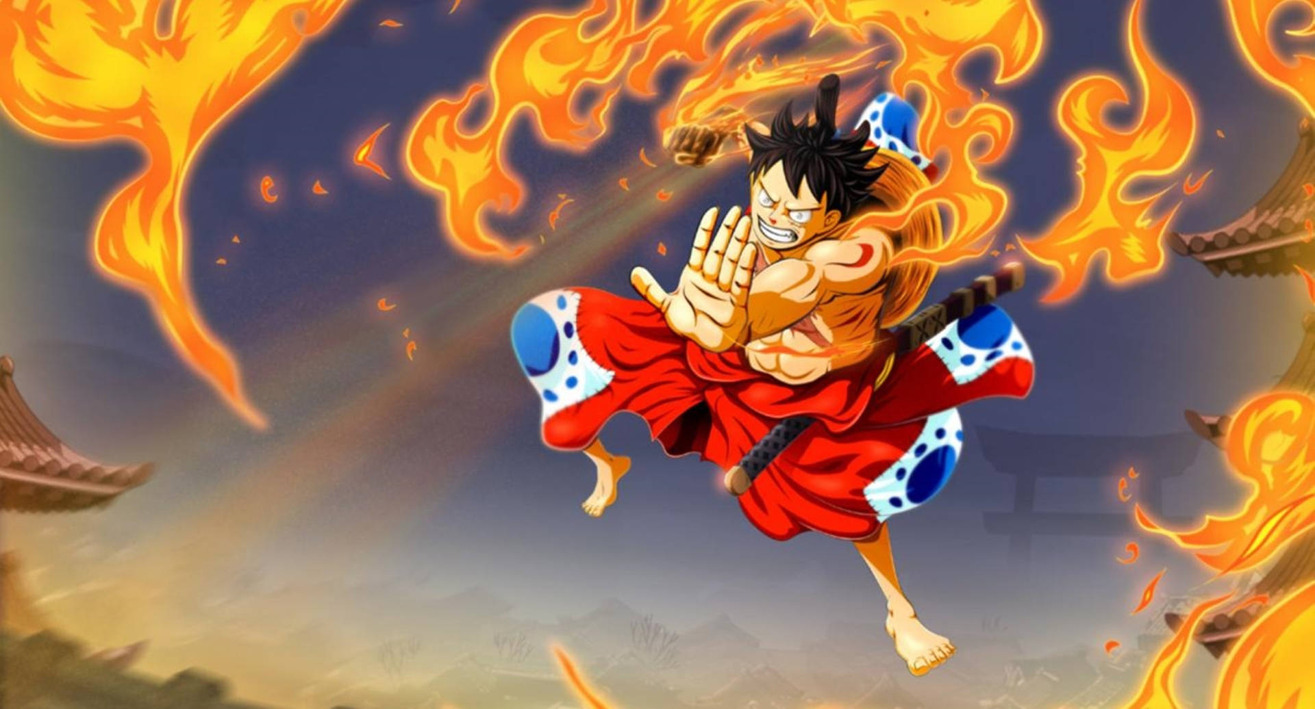 One Piece Wano 4k Luffy Red Hawk Background
