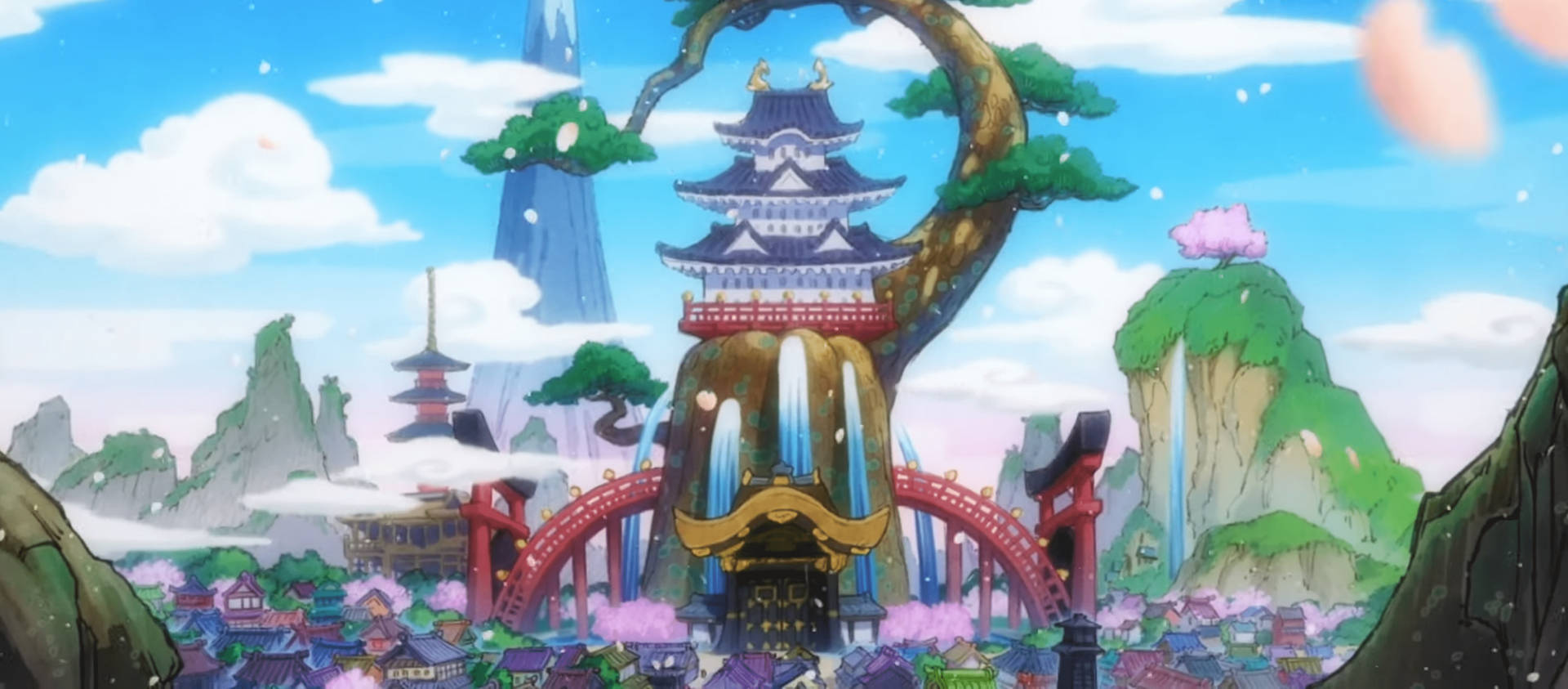 One Piece Wano 4k Tempio Diurno Sfondo